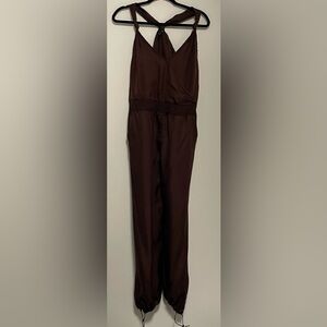 Excellent condition!!- Bebe Chocolate Brown Satin Jumpsuit 💗